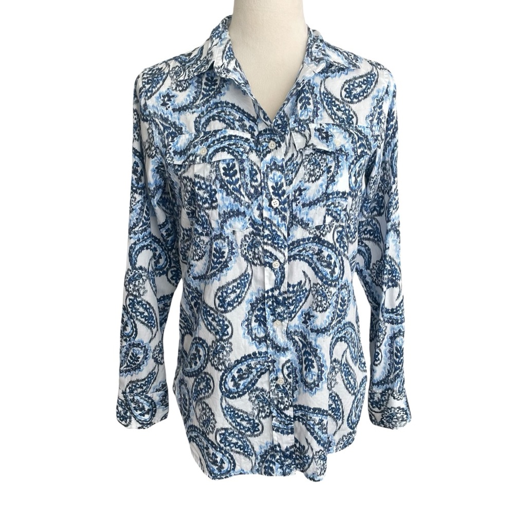 Lauren Ralph Lauren Paisley Cotton Top Women Size S Coastal Nautical Preppy Chic